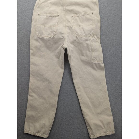 Old Navy Overalls Womens 6 Beige 100% Cotton Utility Bib Workwear Casual Comfort - Picture 11 of 13